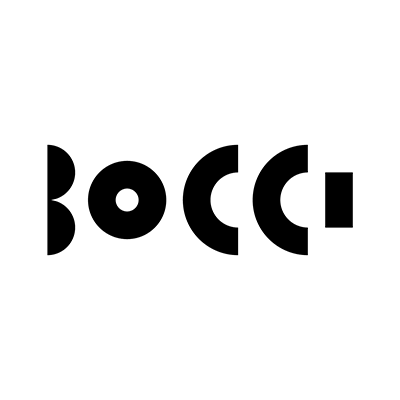 Bocci-Logotype-digital-black Das Bild zeigt das Wort Bocci in einer fetten, modernen Schriftart mit dicken runden und geraden Linien. Die Buchstaben erscheinen in gleichmäßigen Abständen auf einem weißen Hintergrund.